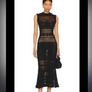 Misa Los Angeles Black Crochet Dress